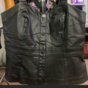 WHBM- Black Faux Leather Top